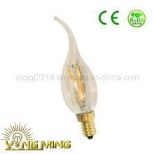 1.5W Ca35 color oro E14 latón base tienda luz LED filamento bombilla